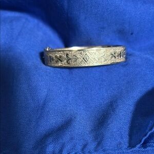 Gold Engraved Bangle Bracelet with Intricate Design